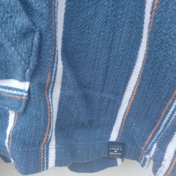 Lucky Brand Blue Striped El Verano Baja Hoodie V-Neck Men's XXL - Picture 5 of 11